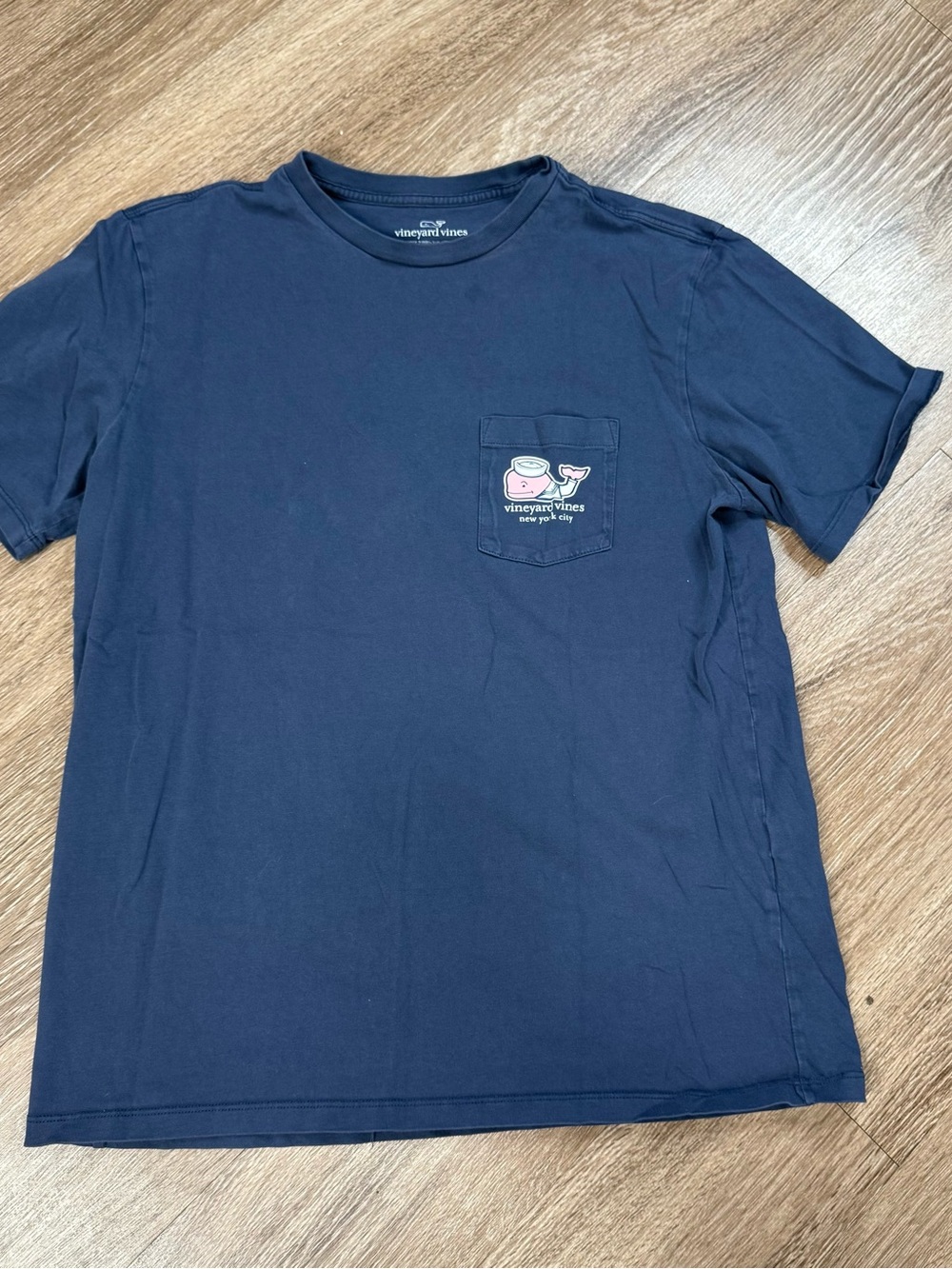 Vineyard Vines Boys Navy Pocket Tee with Whale Patch